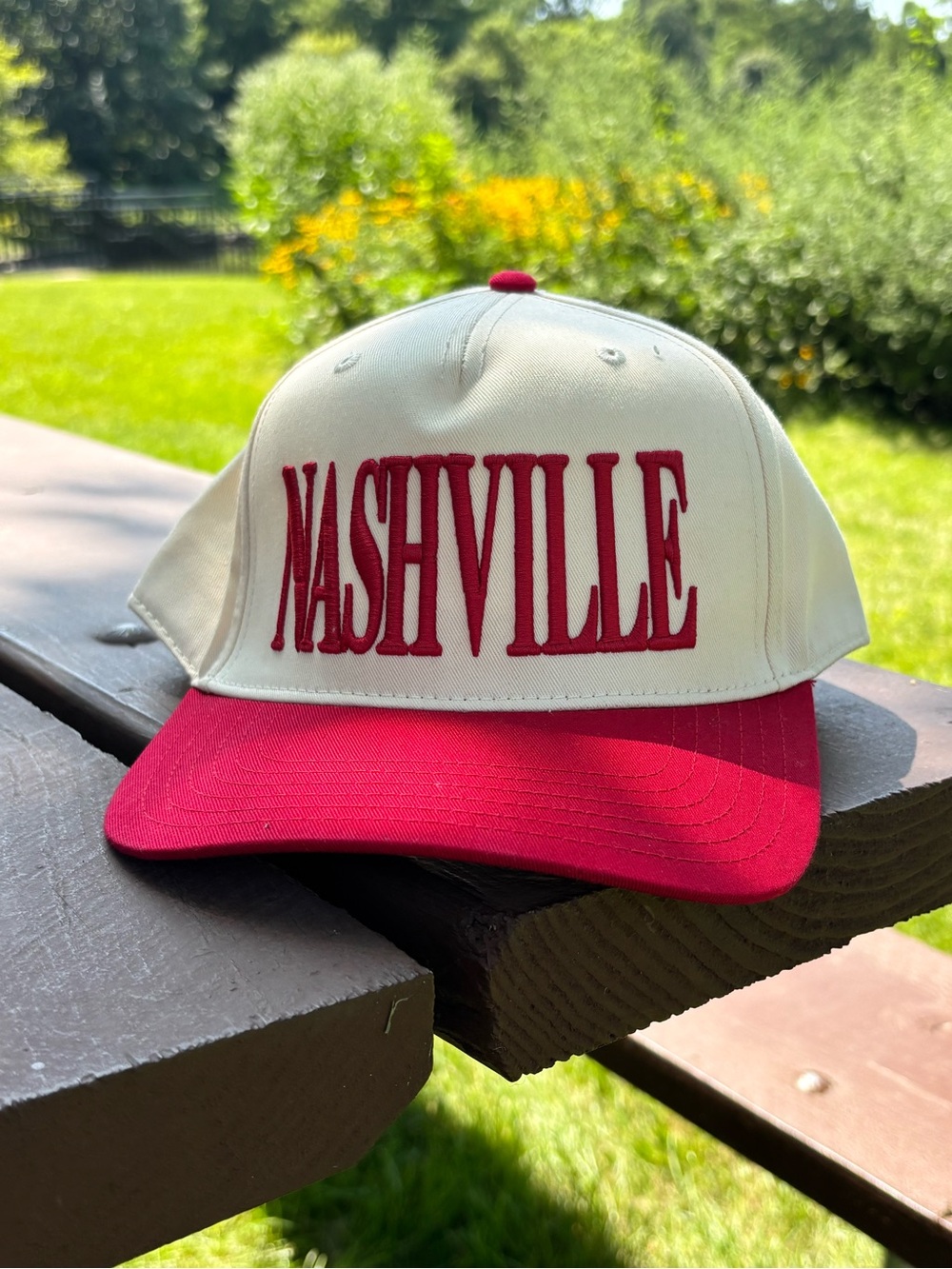 OTTO Nashville Embroidered Two-Tone Baseball Cap - White & Red